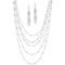 PalmBeach Station Necklace and Earrings Set in Silvertone - Image 1 of 5