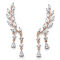 PalmBeach White Crystal Leaf and Ear Climber Earrings Rose Gold-Plated - Image 1 of 4