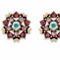 PalmBeach Crystal Antiqued Goldtone Flower Button Earrings - Image 1 of 4