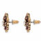 PalmBeach Crystal Antiqued Goldtone Flower Button Earrings - Image 2 of 4