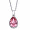 PalmBeach Pear-Cut Pink Crystal Pendant Necklace in Silvertone 18