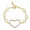 14k Yellow Gold Plated Cubic Zirconia Heart Halo Charm Bracelet in Sterling Silver - Image 1 of 3