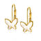 14k Yellow Gold with Mother of Pearl Butterfly Inlay Dangle Drop Leverback Earrings - Image 1 of 4