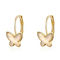 14k Yellow Gold with Mother of Pearl Butterfly Inlay Dangle Drop Leverback Earrings - Image 2 of 4