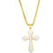 Metallo Stainless Steel Brushed Cross Necklace - Gold Plated - Image 1 of 3
