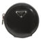 Prada Triangle Plaque Smooth Black Leather Round Mini Pouch Keychain (New) - Image 1 of 5