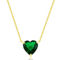 Bellissima Sterling Silver 11mm Emerald Heart Crystal Necklace - Gold Plated - Image 1 of 2