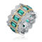 Rhodium and 14K Gold Plated Emerald Cubic Zirconia Coctail Ring - Image 1 of 3