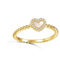 14k Yellow Gold Plated Mother of Pearl & CZ Beaded Band Promise Stacking Ring - Image 2 of 4