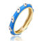 Kids/Teens 14k Gold Plated Blue Bamboo White Evil Eye Enamel Slim Stacking Ring - Image 1 of 3