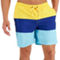 Mens Striped Colorblocked Swim Trunks - Image 1 of 4